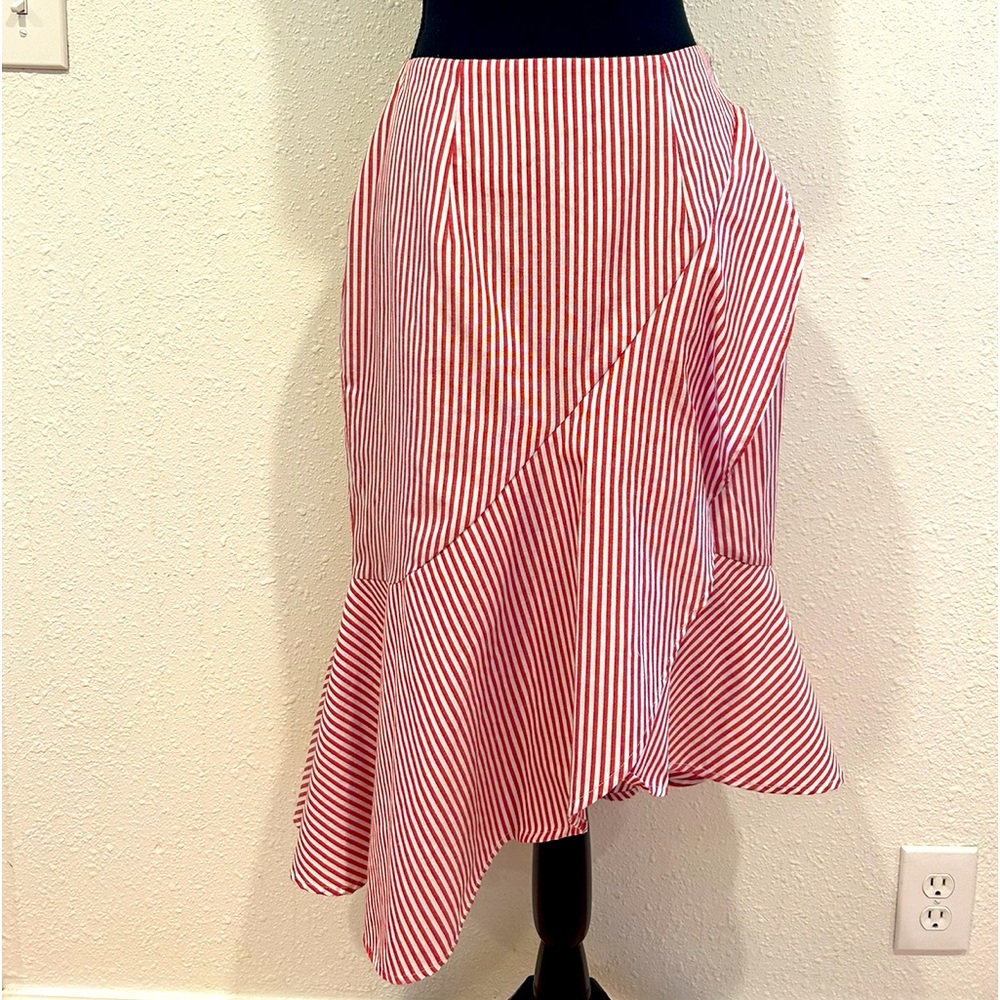 Wayf Asymmetrical Pinstripe Ruffled Skirt Size S